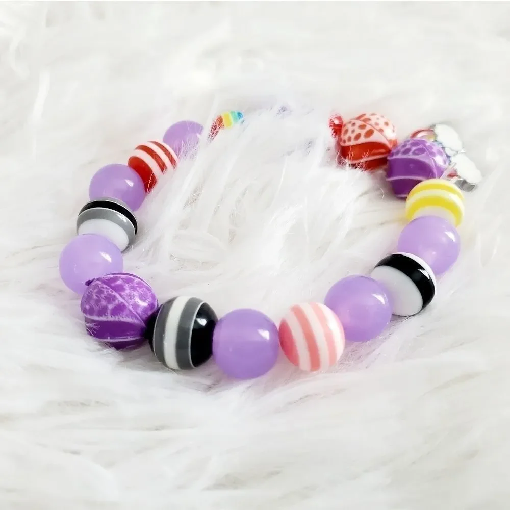 Handmade Children's Stretch Rainbow Pride Beaded Bracelet - Picture 8 of 14